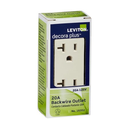 LEVITON Decora Plus 20 amps 125 V Duplex Light Almond Outlet 5-20R 16352-T
